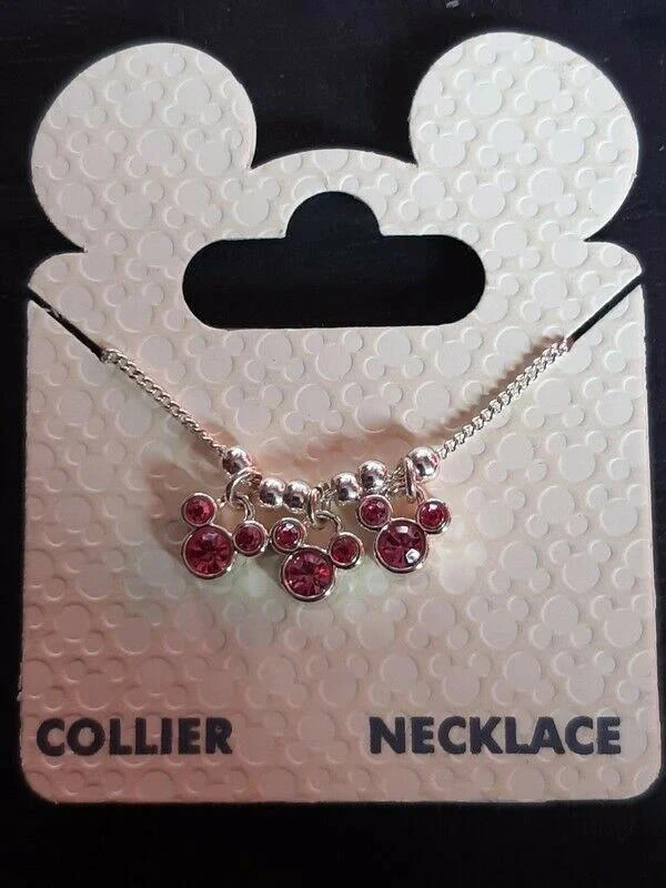 Joli collier fille fantaisie disney minnie avec strass rose